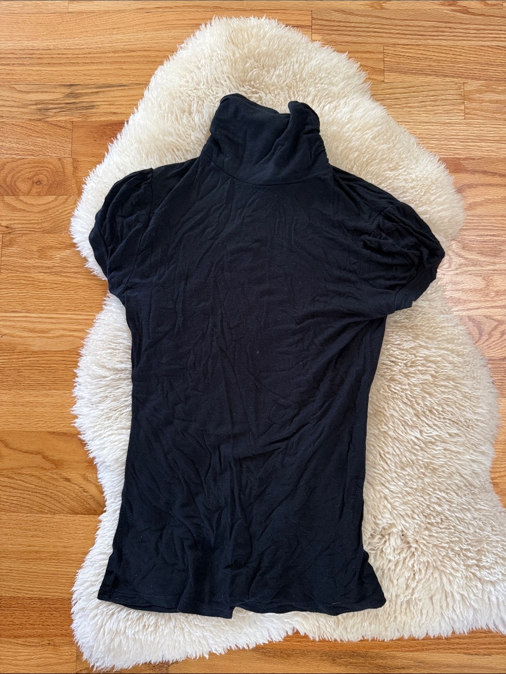 Fleurish Black Short-Sleeve Turtleneck